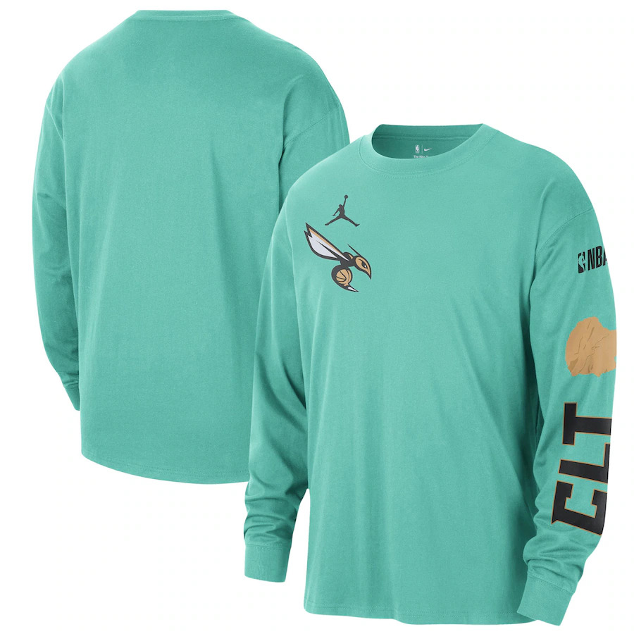 Men's Charlotte Hornets Mint 2024/25 City Edition Courtside Max90 Heavyweight Long Sleeve T-Shirt